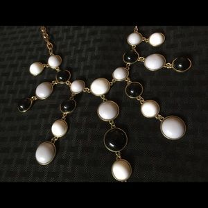 Vintage black & white gold dangle circle necklace